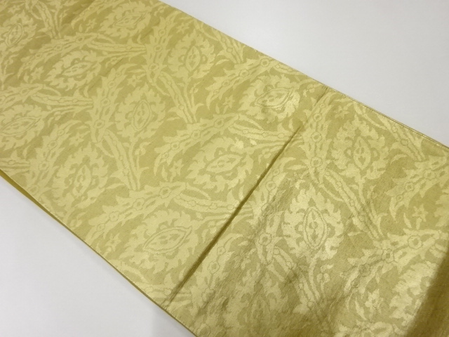 JAPANESE KIMONO / ANTIQUE FUKURO OBI / SILK / WOVEN FLORAL PLANTS